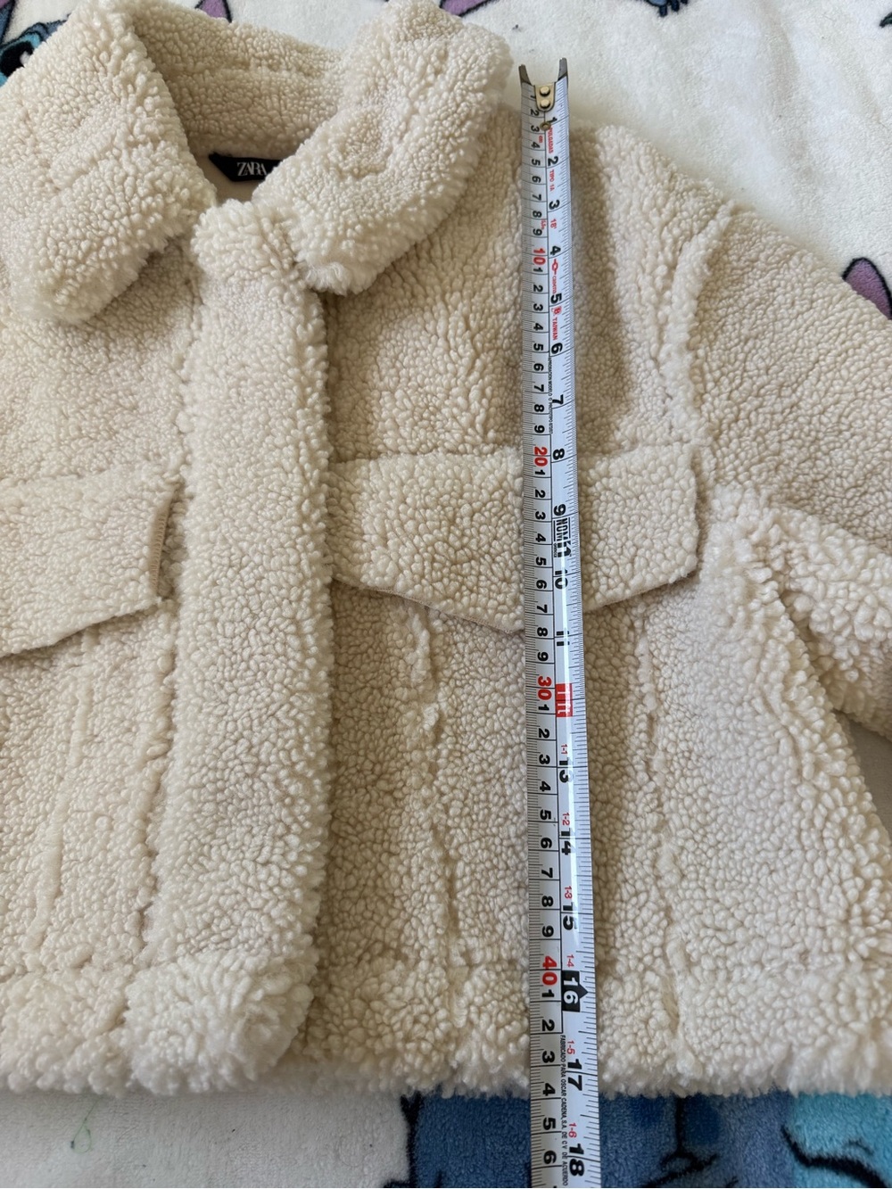 Zara Ivory Teddy Sherpa Cropped Trucker Jacket Quiet Luxury Cozy Winter Sz Small - Picture 9 of 10